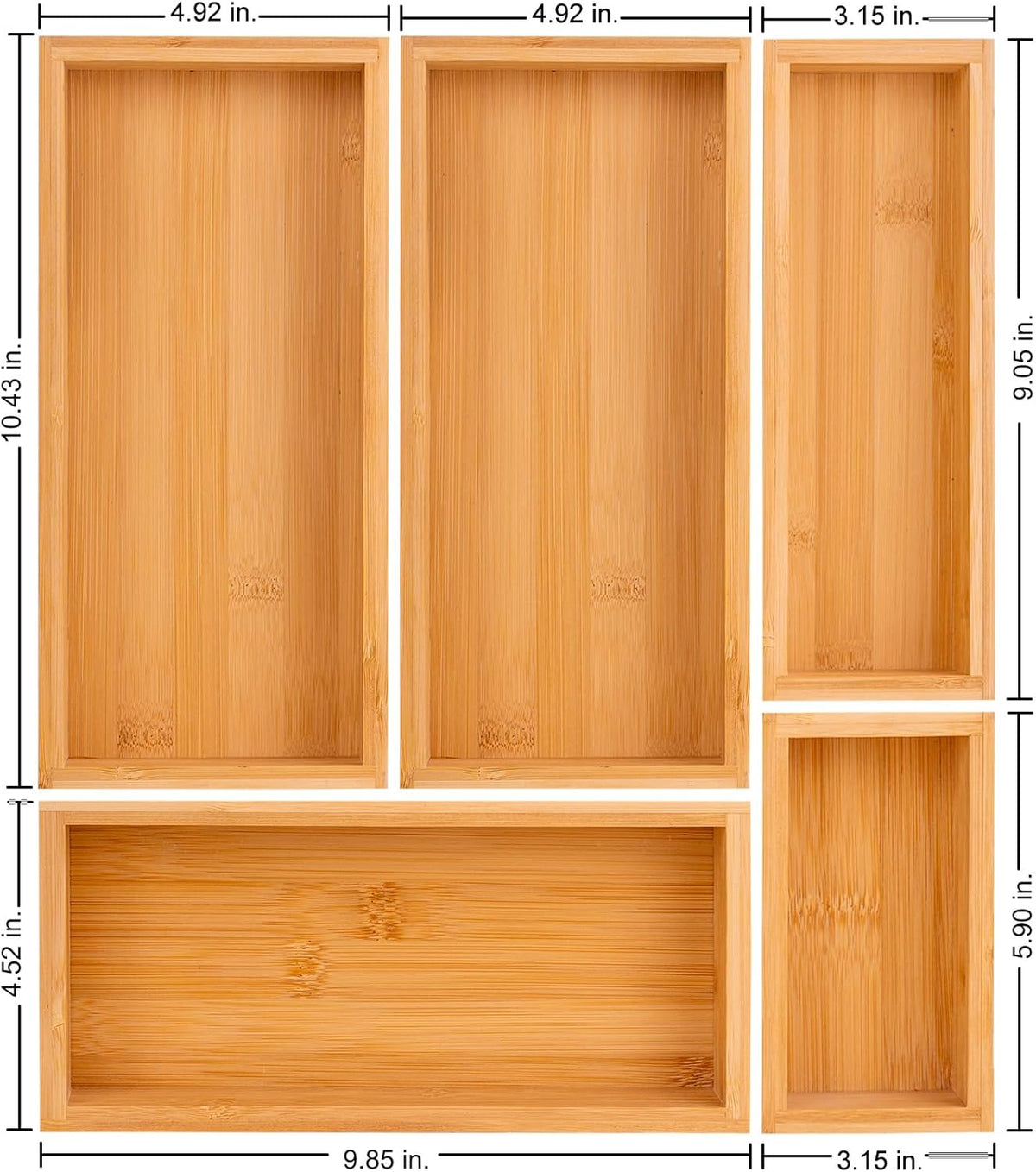 bamboo drawer organizer Set，expandable drawer dividers,wooden storage organizers,large trays for