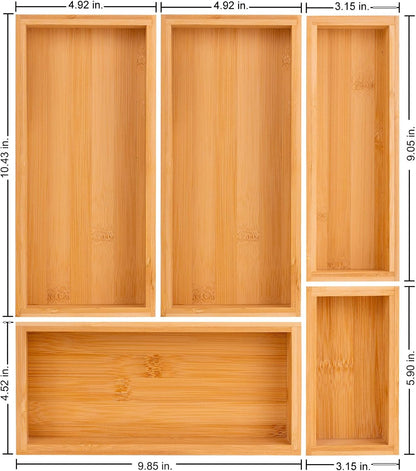 bamboo drawer organizer Set，expandable drawer dividers,wooden storage organizers,large trays for