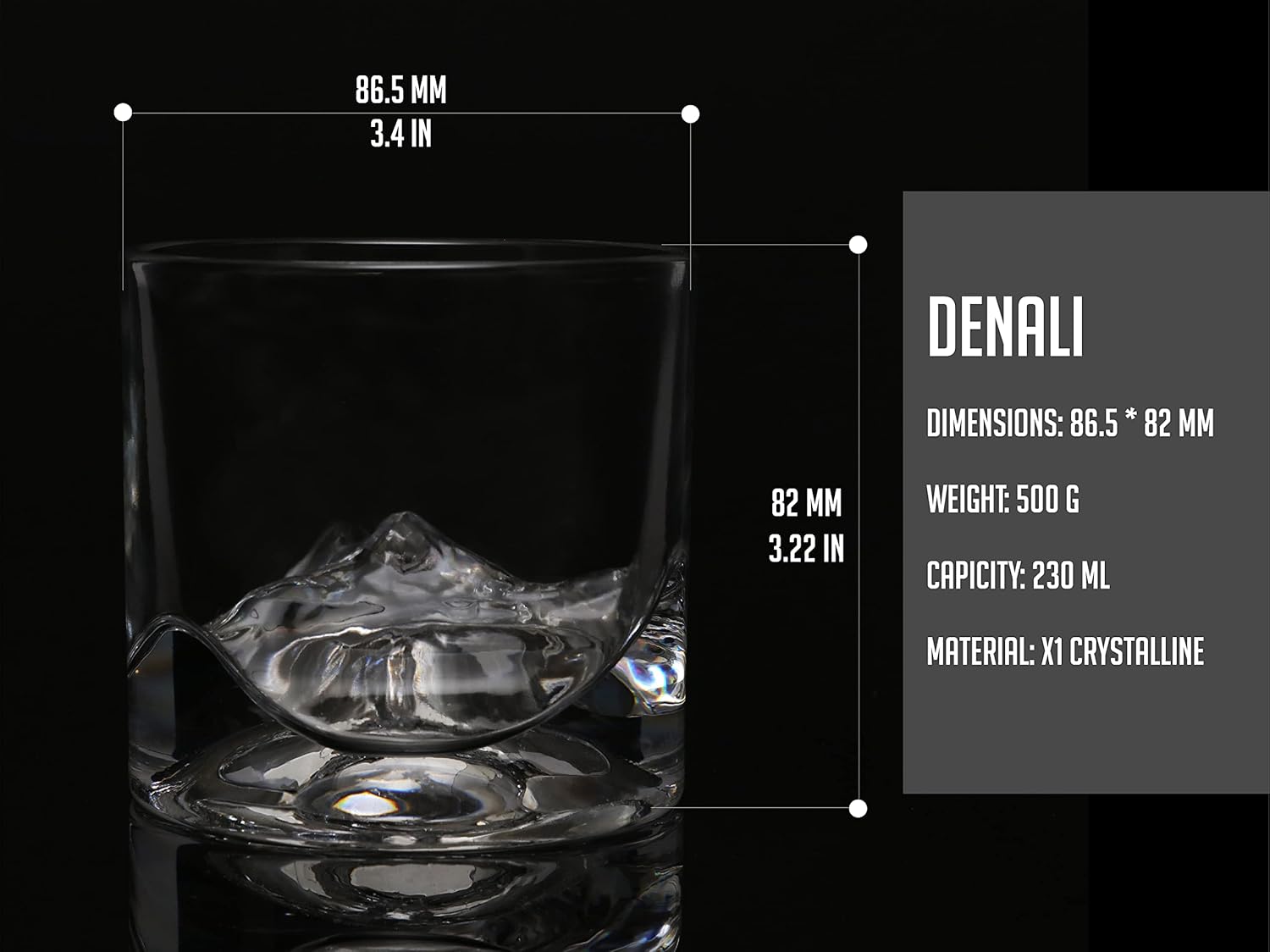 Denali Mountain Heavy Crystal Whiskey Glasses Gift Set of 2, Thick Freezable Bourbon Glass 1lb