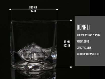 Denali Mountain Heavy Crystal Whiskey Glasses Gift Set of 2, Thick Freezable Bourbon Glass 1lb