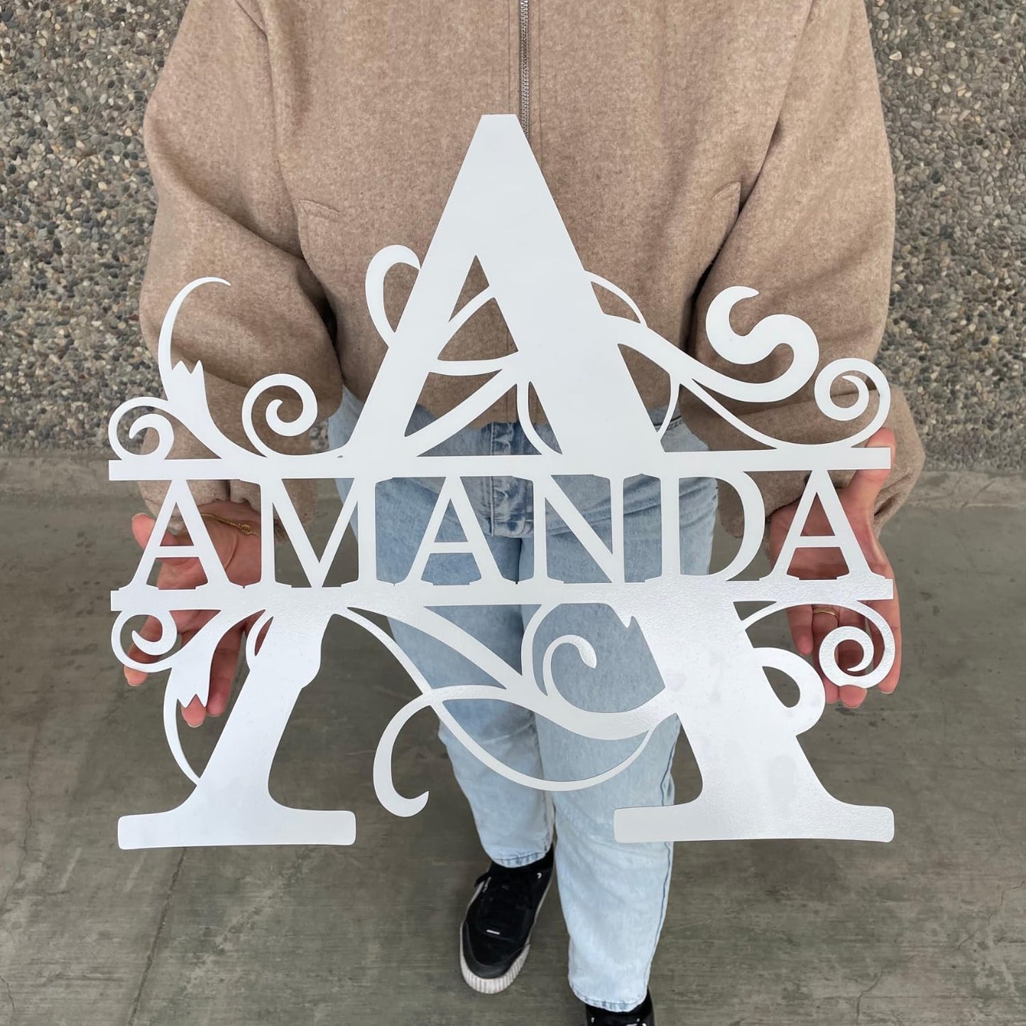 Personalized Metal Name Signs, Split Letter Monogram Wall Art Decor, Durable Steel Family Last Name