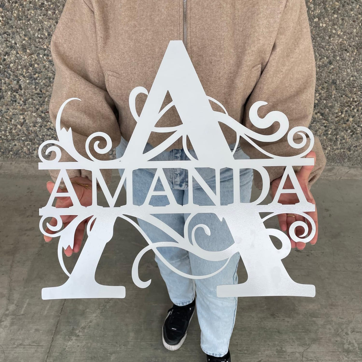 Personalized Metal Name Signs, Split Letter Monogram Wall Art Decor, Durable Steel Family Last Name