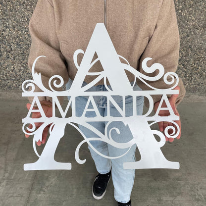 Personalized Metal Name Signs, Split Letter Monogram Wall Art Decor, Durable Steel Family Last Name