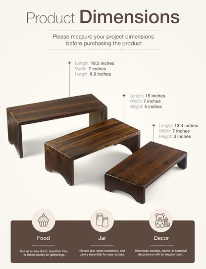Acacia Wooden 3 Tier Cupcake Stand - Risers for Display for Food Buffet Risers and Stands – Food
