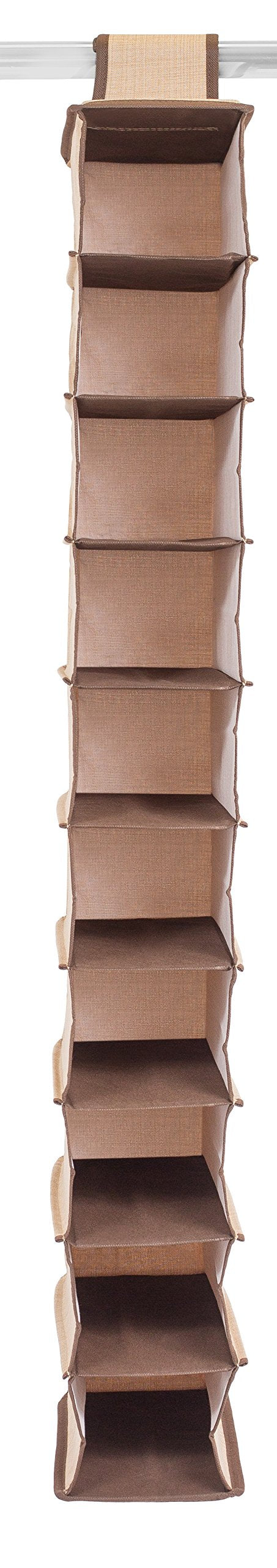 Internet's Best 10 Tier Hanging Shoe Organizer - Narrow Shelf Closet Shoe Rack - Footwear Storage