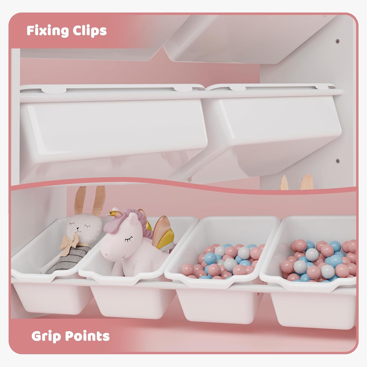 Xilingol Kids Toy Storage Organizer W/8 Removable Toy Bins, 4-Tier Toy Organizers W/6 Storage