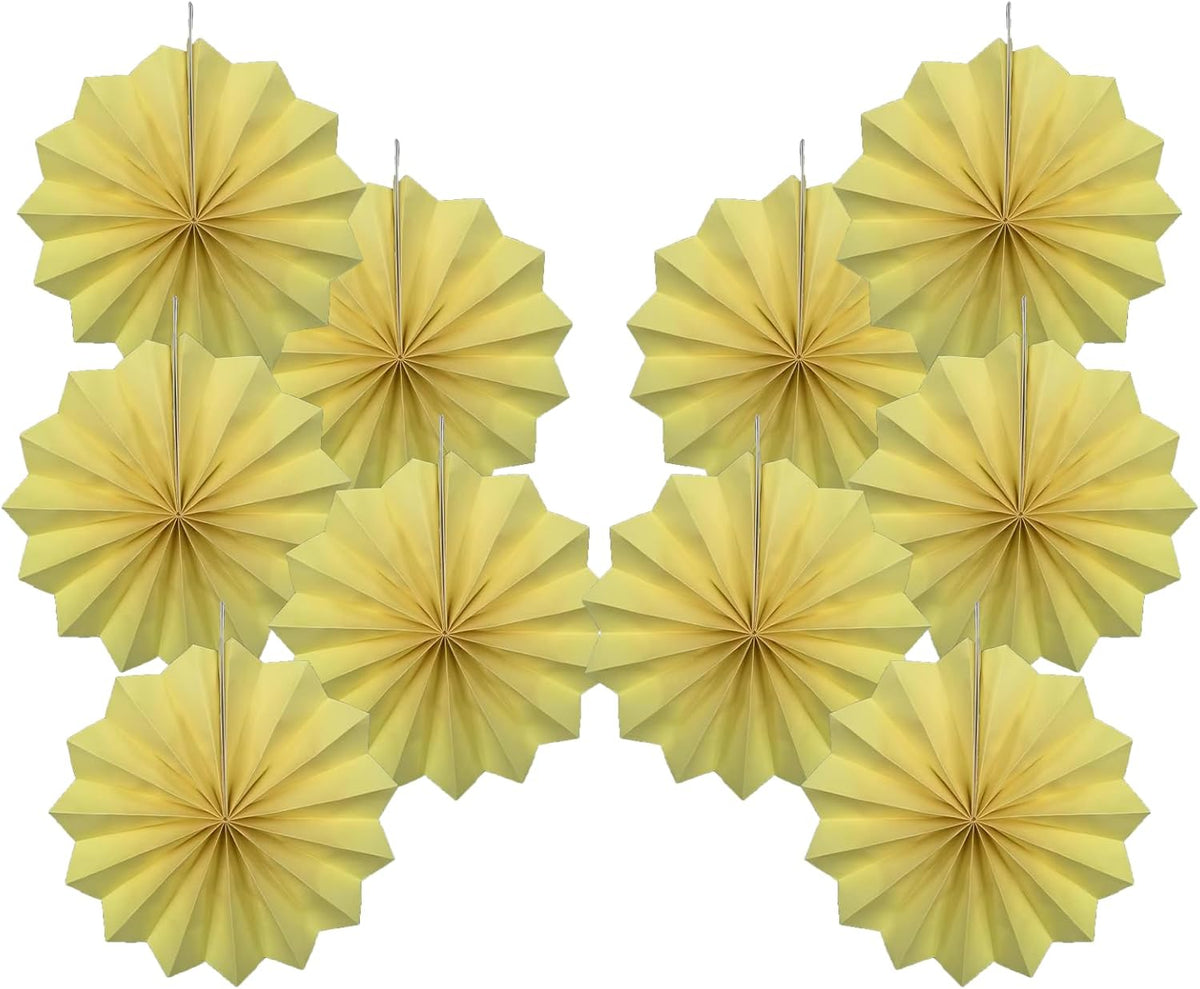 Yellow Hanging Paper Fans,Yellow Accessories Paper Decorations for Party,Color Party