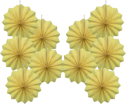Yellow Hanging Paper Fans,Yellow Accessories Paper Decorations for Party,Color Party