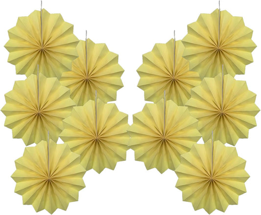 Yellow Hanging Paper Fans,Yellow Accessories Paper Decorations for Party,Color Party