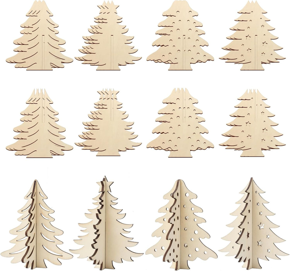 COCHIE DIY 3D Christmas Tree Wood Crafts to Paint for Kids Adults, Paintable Unfinished Wooden