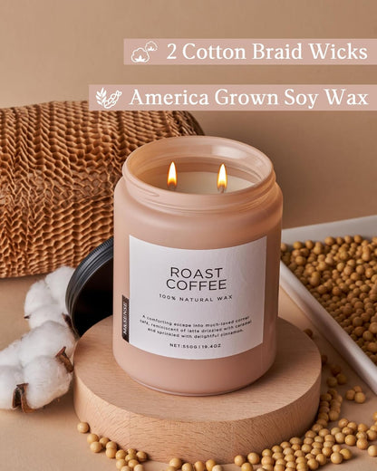 M&SENSE Coffee Candles Scented Strong, 2 Wick Jar Candle 19.4oz, 110 Hours Burning Time, Organic