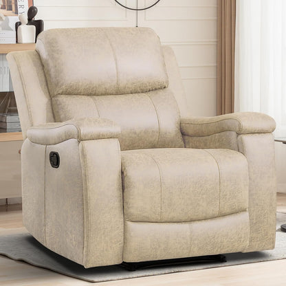 EBELLO Recliner Chair, Single Overstuffed Sofa Recliner, Breathable Faux Leather Manual Reclining
