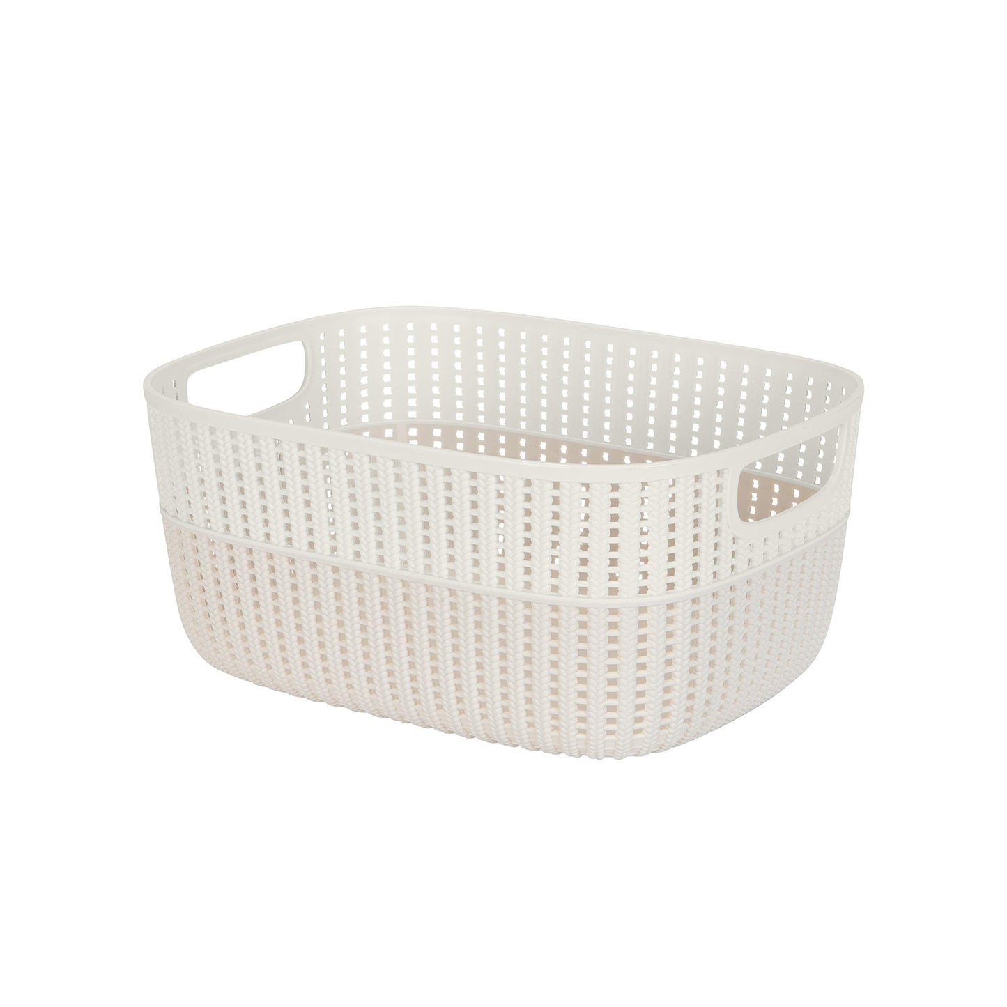 Simplify 2 Tone Sailor Knot Plastic Storage Tote | Decorative Basket | Closet Organization |