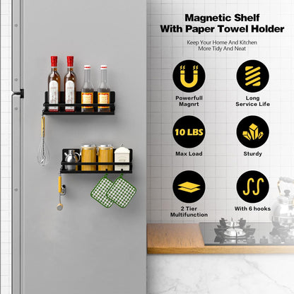 Magnetic Spice Rack Refrigerator Magnetic Shelf Fridge Organizer Space Saver Container for