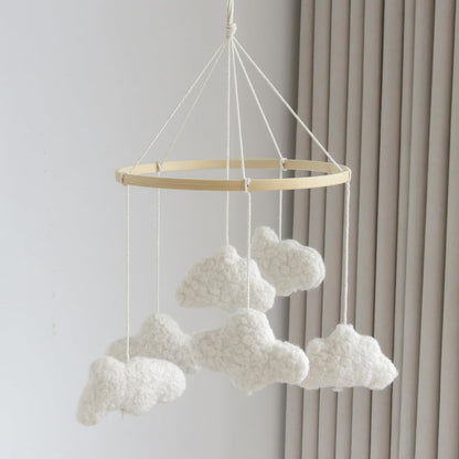 Cloud Mobile for Crib Boho Baby Mobile for Crib Bassinet Boucle Cloud Crib Mobile for Girls Boys