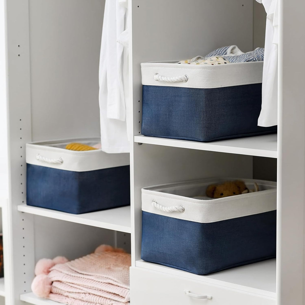 Storage Bins - Large Baskets for Storage Cubes with Handles Organization and Storage Baskets Gifts