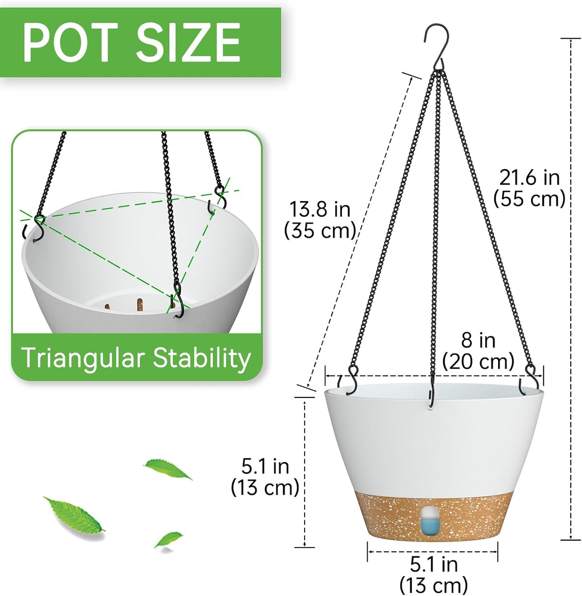 ZMTECH 8 Inch Hanging Planters for Indoor Plants, Hanging Baskets for Plants Outdoor with Visible