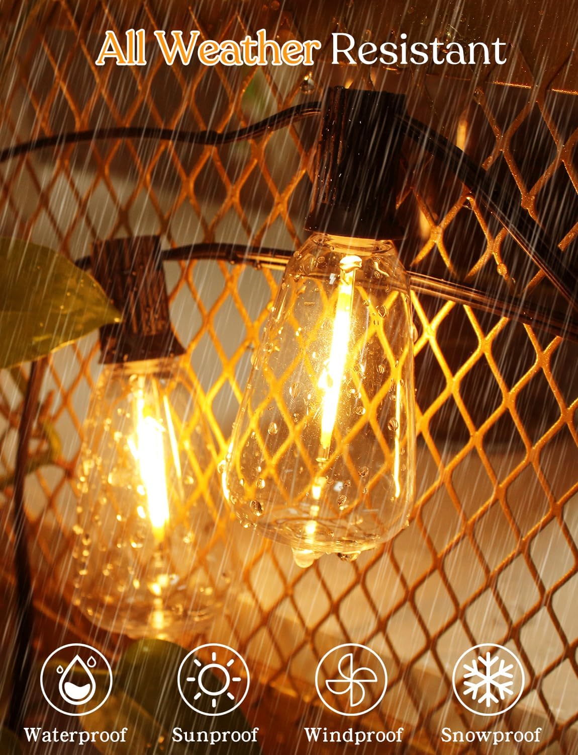 150 FT Outdoor String Lights for Outside – LED Patio Lights Waterproof with Dimmer Remote – Hanging