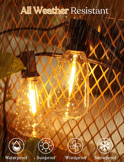 150 FT Outdoor String Lights for Outside – LED Patio Lights Waterproof with Dimmer Remote – Hanging