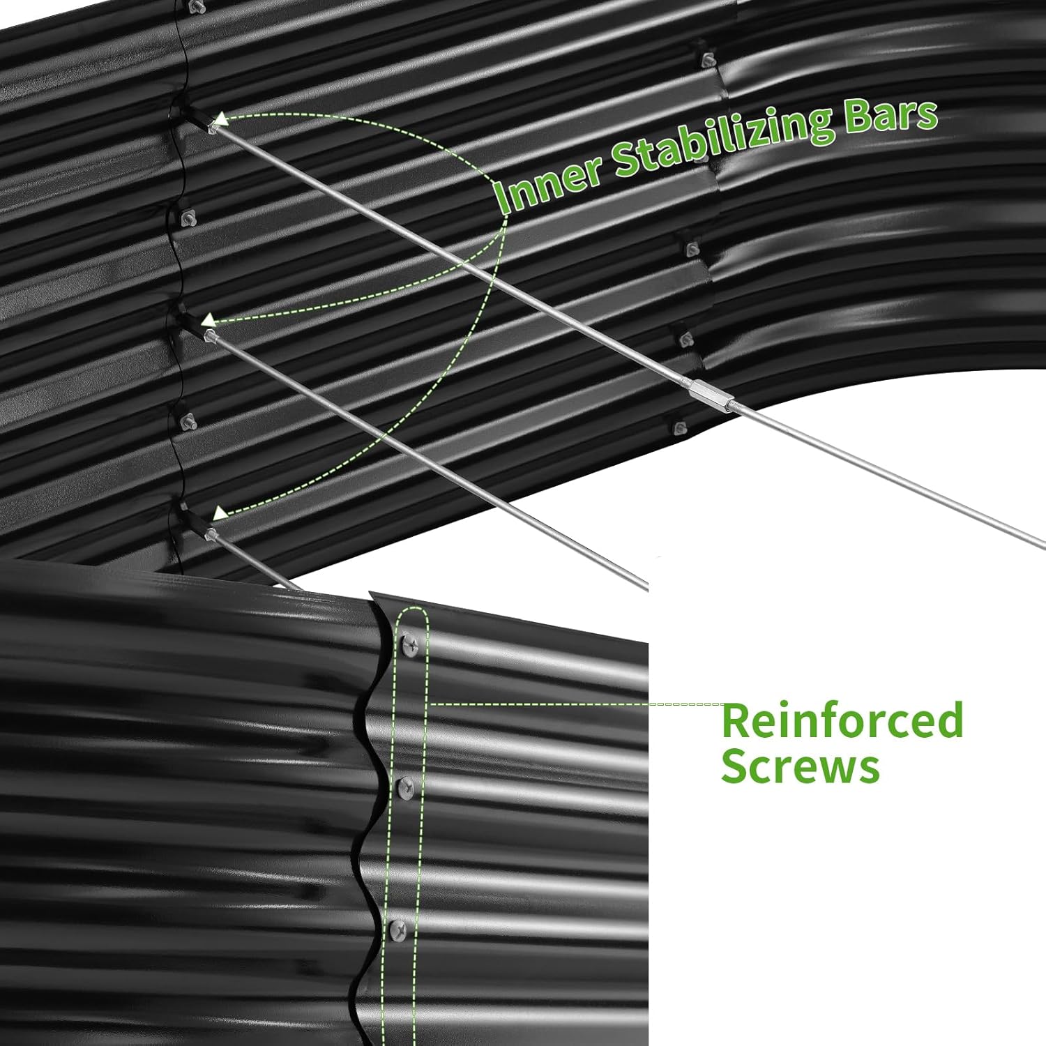 Land Guard Galvanized Metal Raised Garden Bed Kit, 8x4x1.5ft Large Planter Boxes Outdoor, Oval