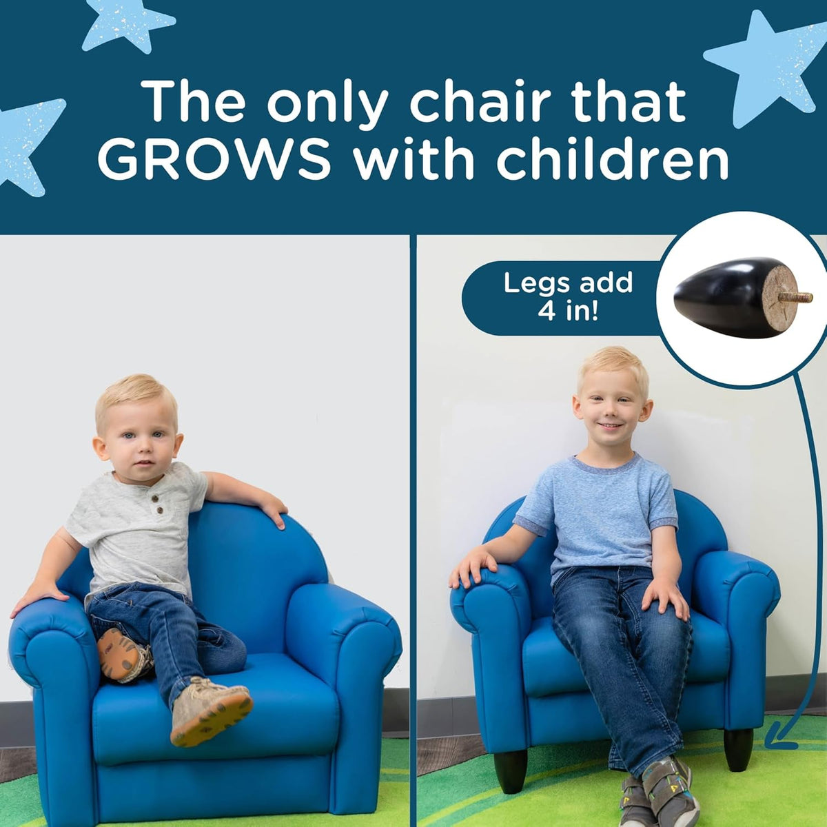 Children's Factory As We Grow Toddler Chair, Deep Water, CF805-195, Flexible Seating for Daycare or