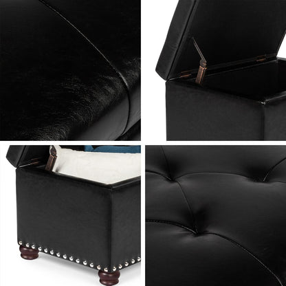 24'' Leather Storage Ottoman Rectangular Foot Rest Stool with Nailhead Trim Toy Chests & Storage