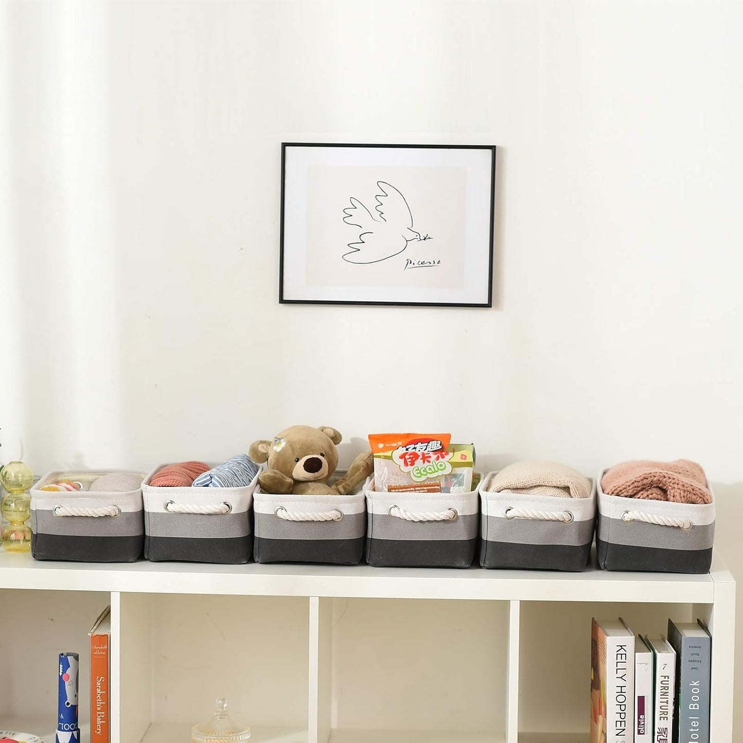 Small Storage Baskets for Shelves,Fabric Storage Baskets for Closet,Rectangular Collapsible Baskets