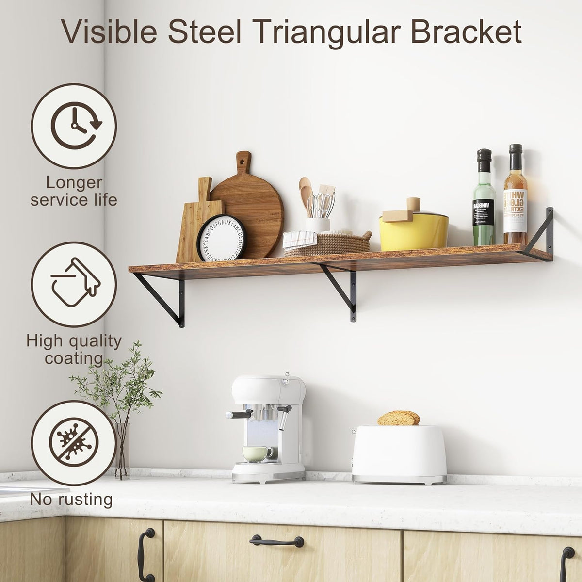 Floating Shelves 48 Inch Long, 10" Deep Floating Shelves, Wall Shelves 48 x 10, Set of 2, Wide