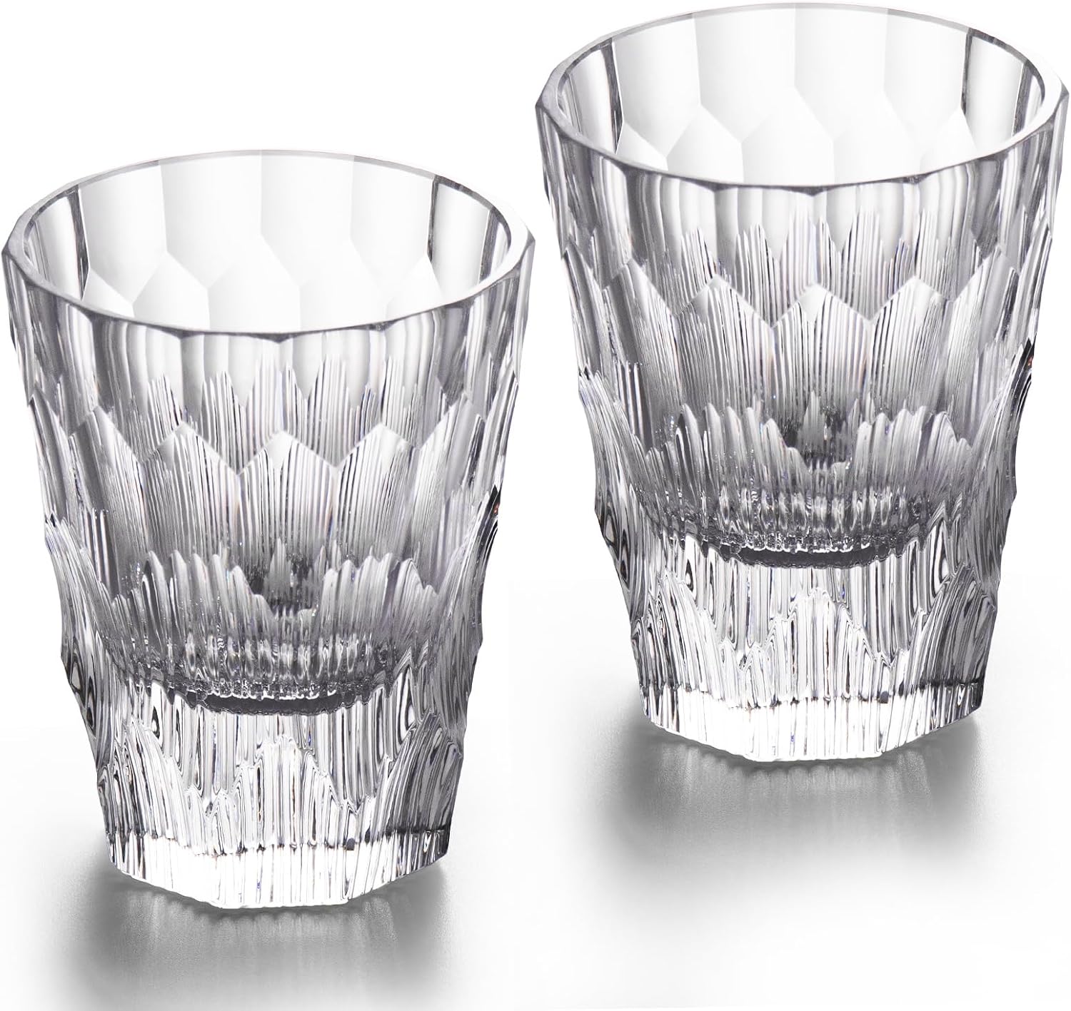 KAMMAK Crystal Whiskey Glasses Set of 2, Handcrafted 6.09oz Old Fashioned Glasses Stemless, Luxury