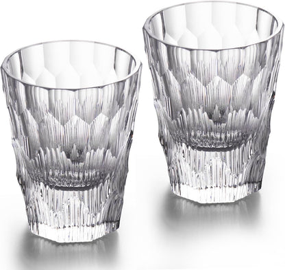 KAMMAK Crystal Whiskey Glasses Set of 2, Handcrafted 6.09oz Old Fashioned Glasses Stemless, Luxury
