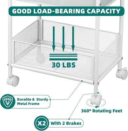 Moteph Rolling Utility Cart with Wheels - Baby Organizers for Nursery Essentials, Diaper Organizer