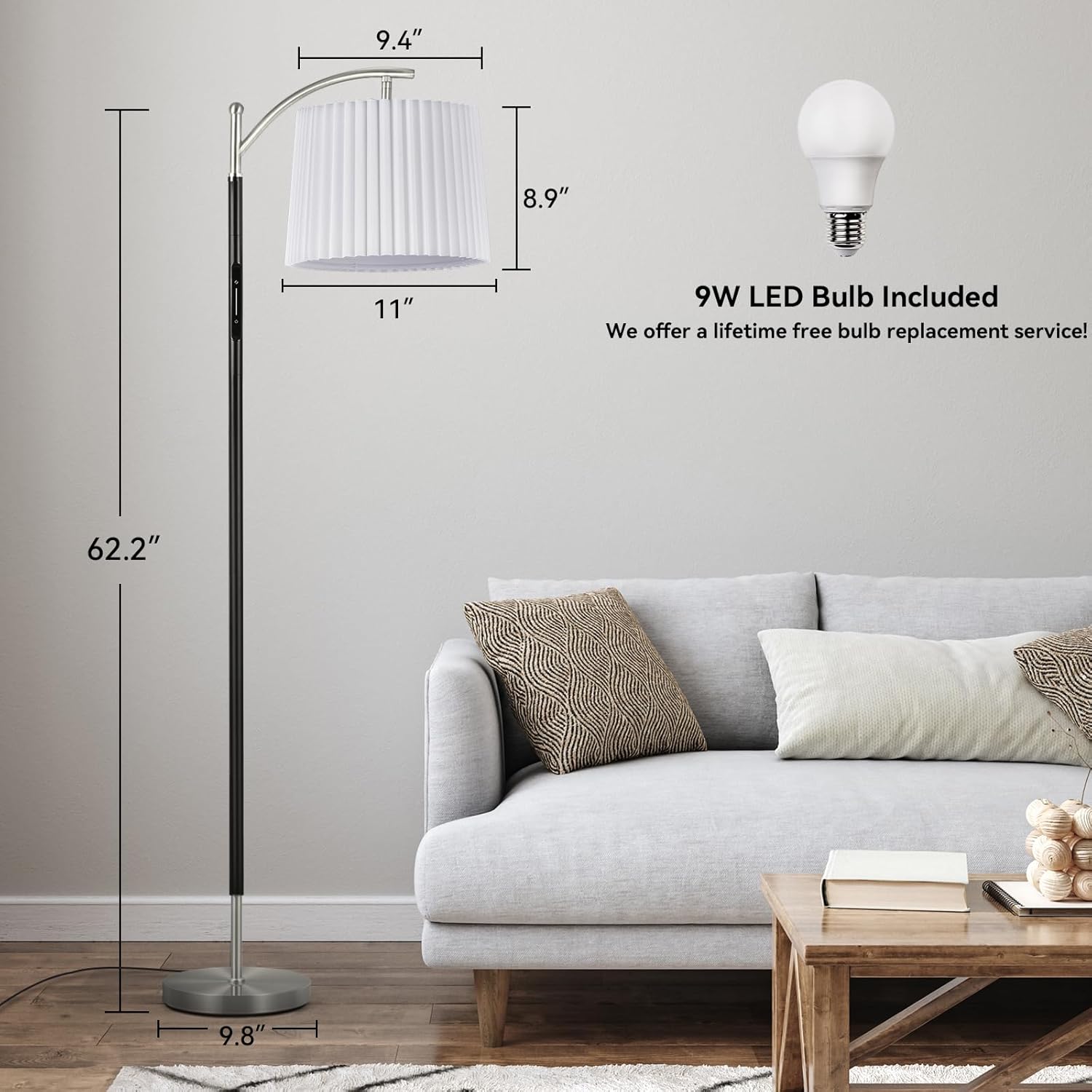 Floor Lamp, LED Floor Lamp with APP & Remote & Touch Control, Stepless Color Temperatures and