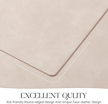 MOSAYT Vinyl Placemats Set of 8-12 X 17 Inch - Faux Leather 100% Waterproof Oil-Proof Wipeable PU
