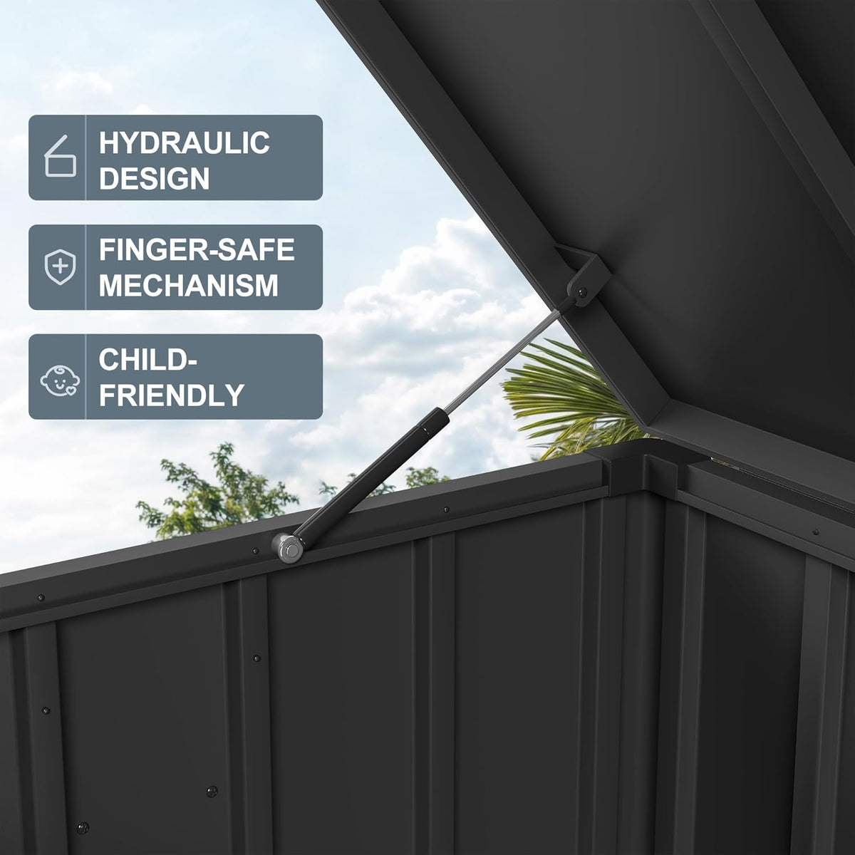 PURPLE LEAF Outdoor Deck Box 150 Gallon Waterproof Lockable Storage Box Container with Lid Deck