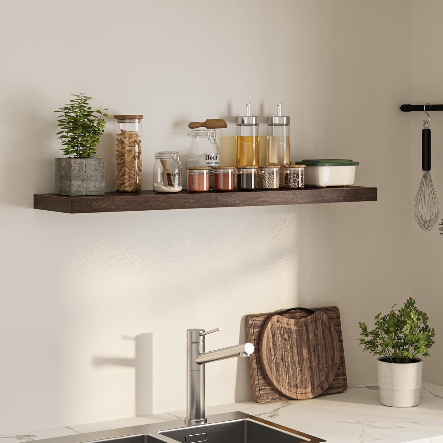 Floating Shelves for Wall, 48" W x 9.3" D x 1.5" H, Wooden Wall Mounted Display Shelves with