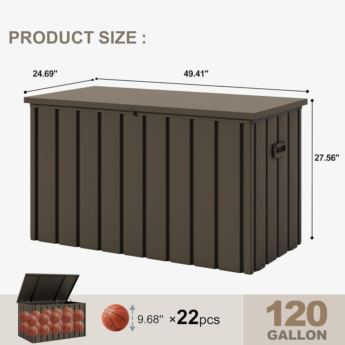 PURPLE LEAF Outdoor Deck Box 120 Gallon Waterproof Lockable Storage Box Container with Lid Deck