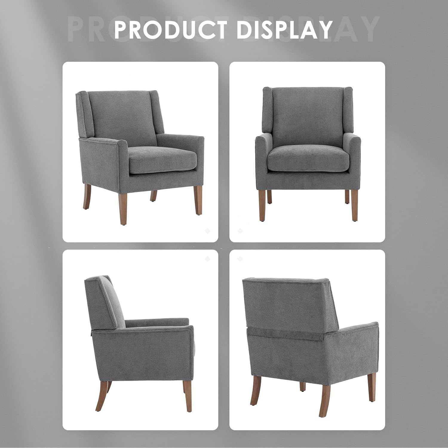 COLAMY Modern Wingback Living Room Chair Set of 2, Upholstered Fabric Accent Armchair, Single Sofa