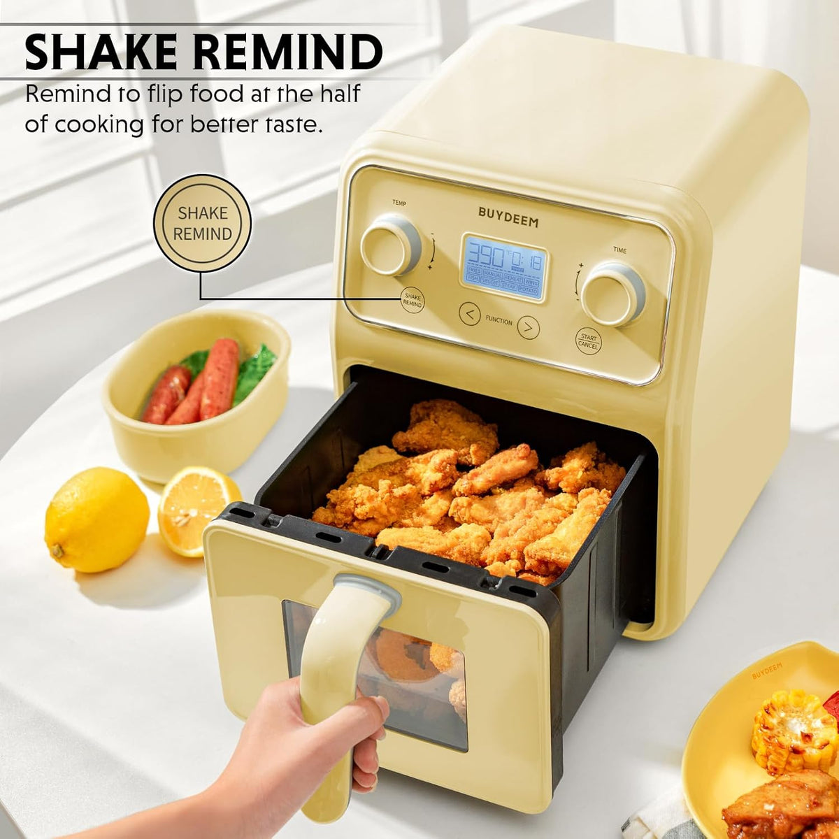 BUYDEEM F51 8-in-1 Air Fryer 4.2QT, Retro Countertop Airfryer Oven with Visible Window, Shake