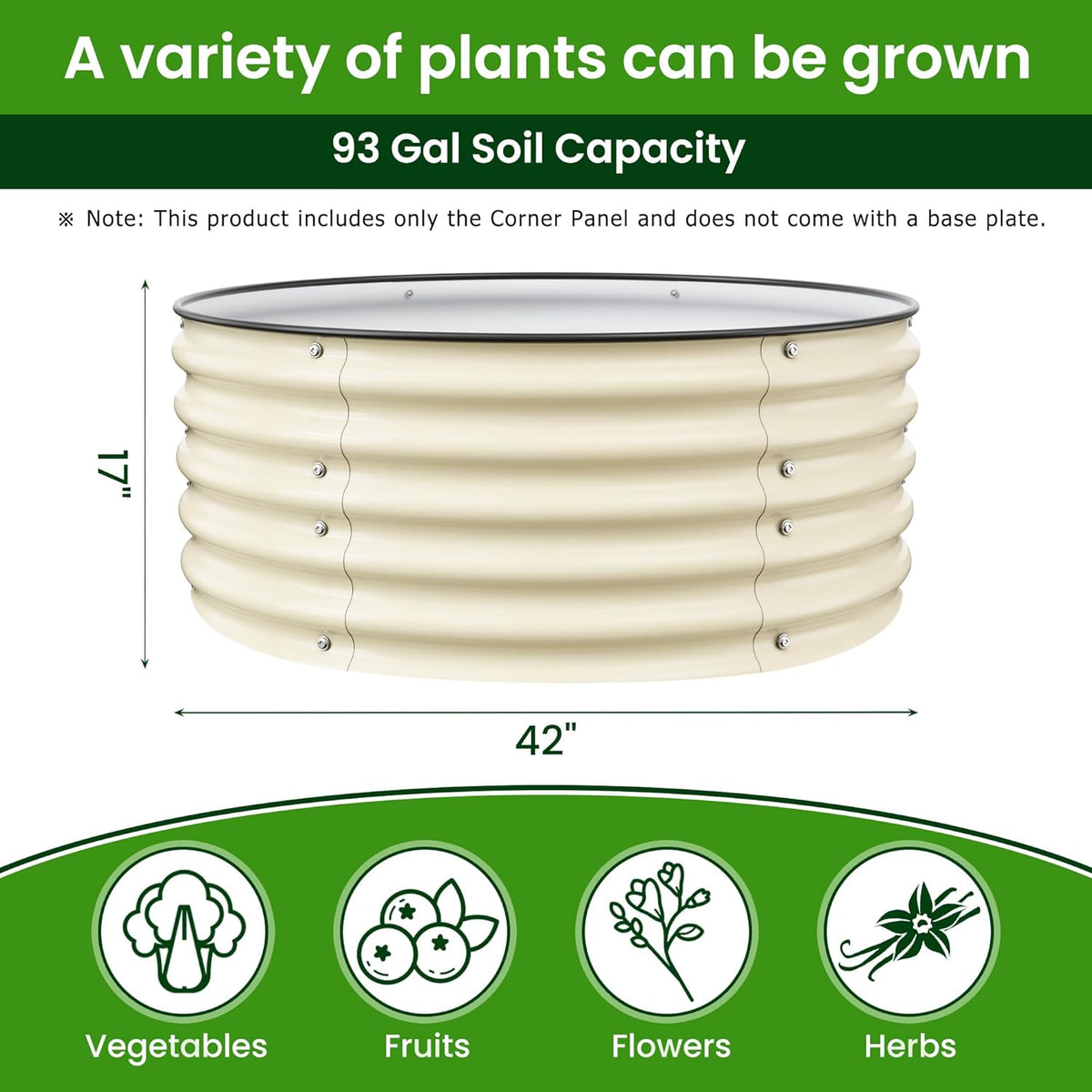 Round Raised Garden Bed Kit, 3.5x3.5x1.4Ft Outdoor Zinc-Aluminum-Magnesium Metal Flower Beds