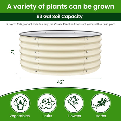 Round Raised Garden Bed Kit, 3.5x3.5x1.4Ft Outdoor Zinc-Aluminum-Magnesium Metal Flower Beds