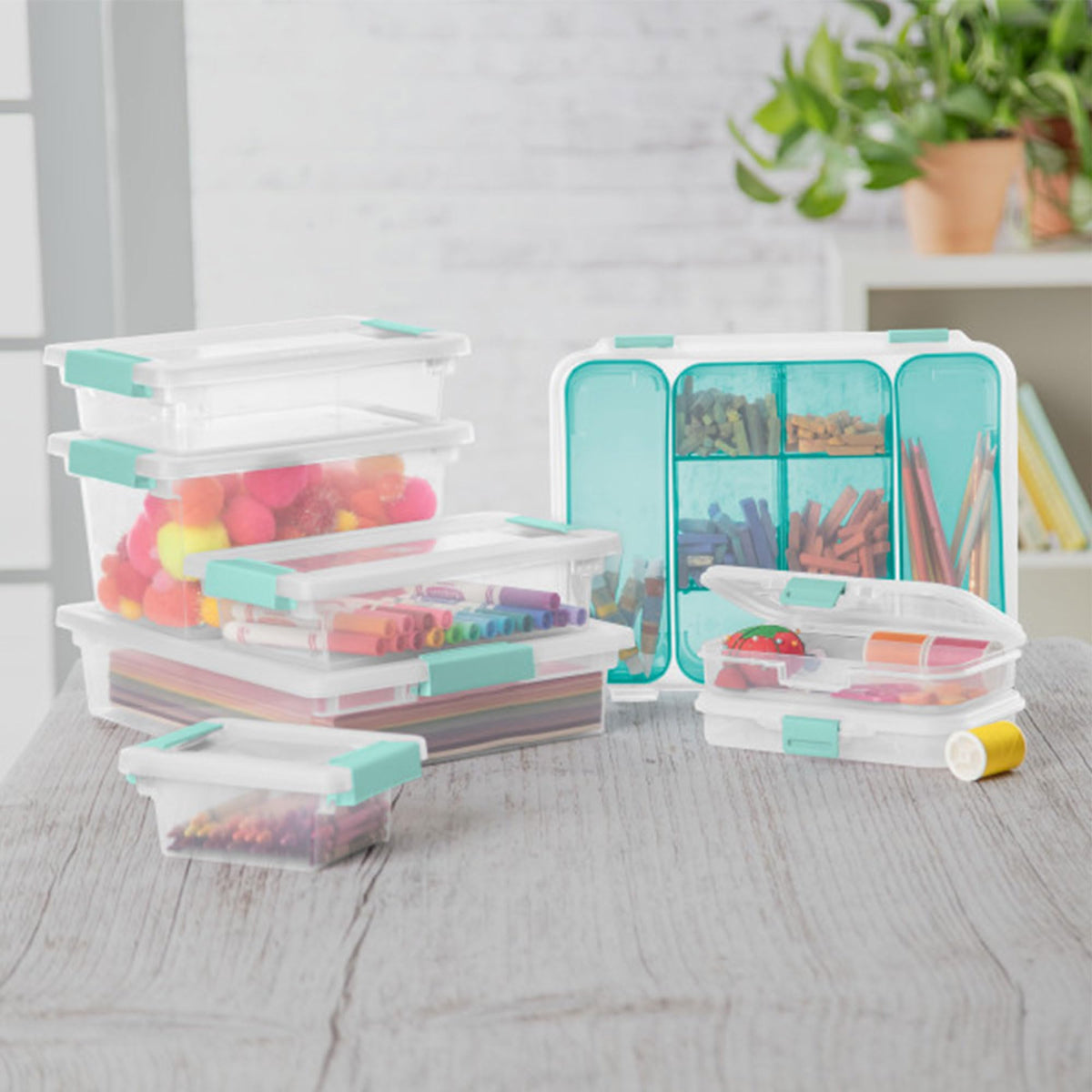 Sterilite Small Clip Box, Stackable Small Storage Bin with Latching Lid, Plastic Container to