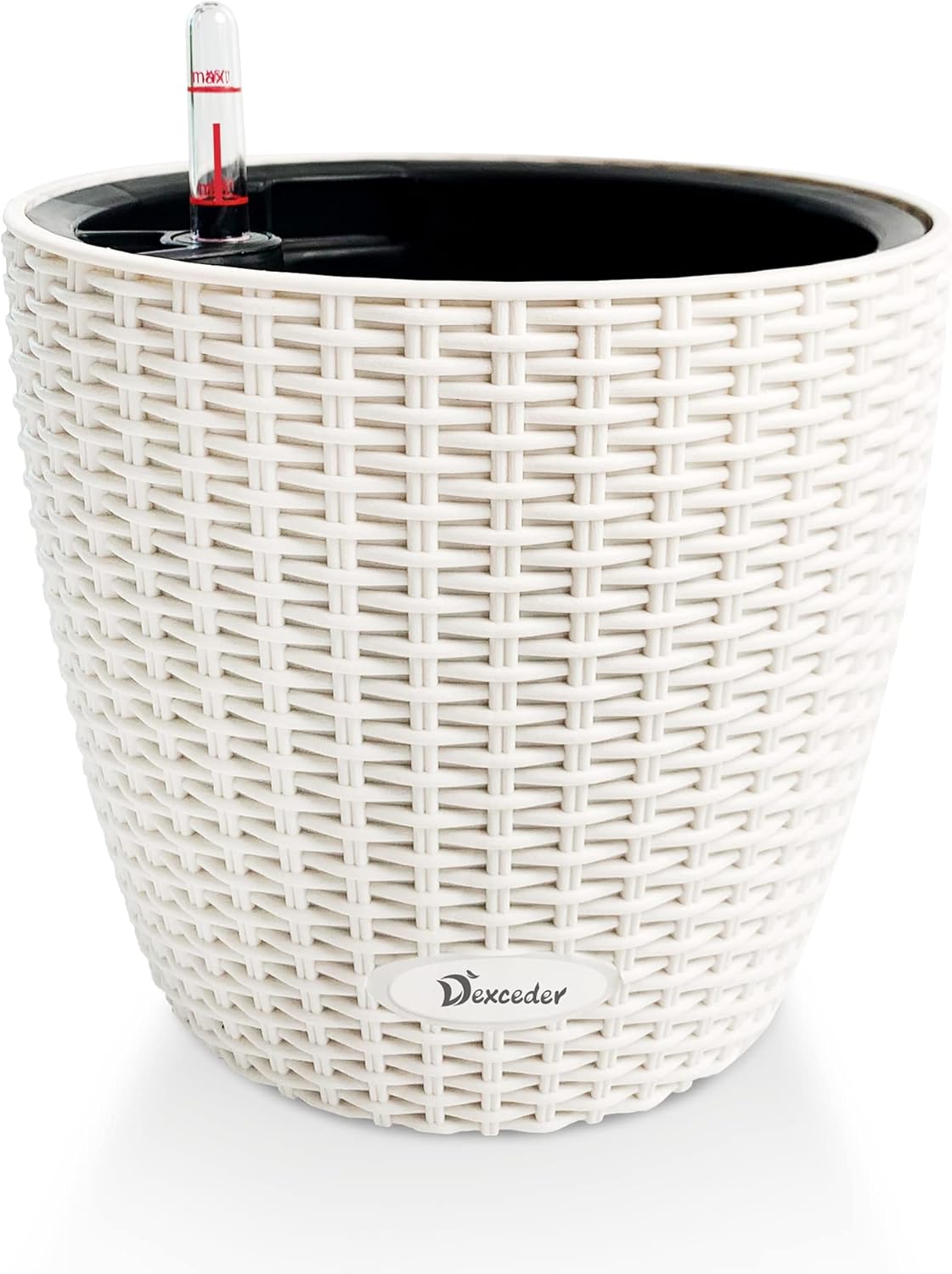 Dexceder 11x10 Inches Rattan Self Watering Planter Indoor Outdoor, Inner Pot Design, Thickened
