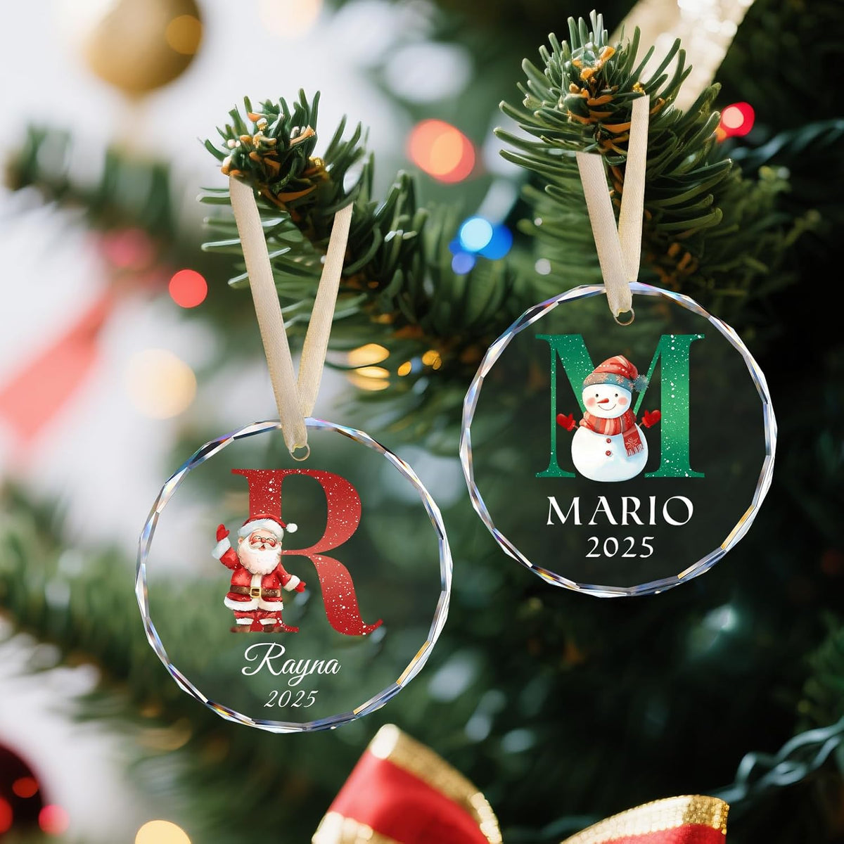 Personalized Christmas Ornaments with Names, Name Ornaments for Christmas Tree, Custom Initial