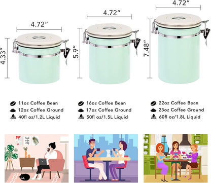 ShanSon Coffee Canister Airtight Coffee Container Stainless Steel Coffee Bean Storage Container