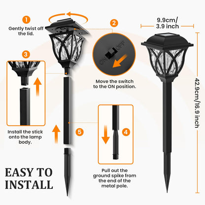 GIGALUMI Solar Lights Outdoor Waterproof, 8 Pack Flickering Flame LED Lights, Garden Decor for