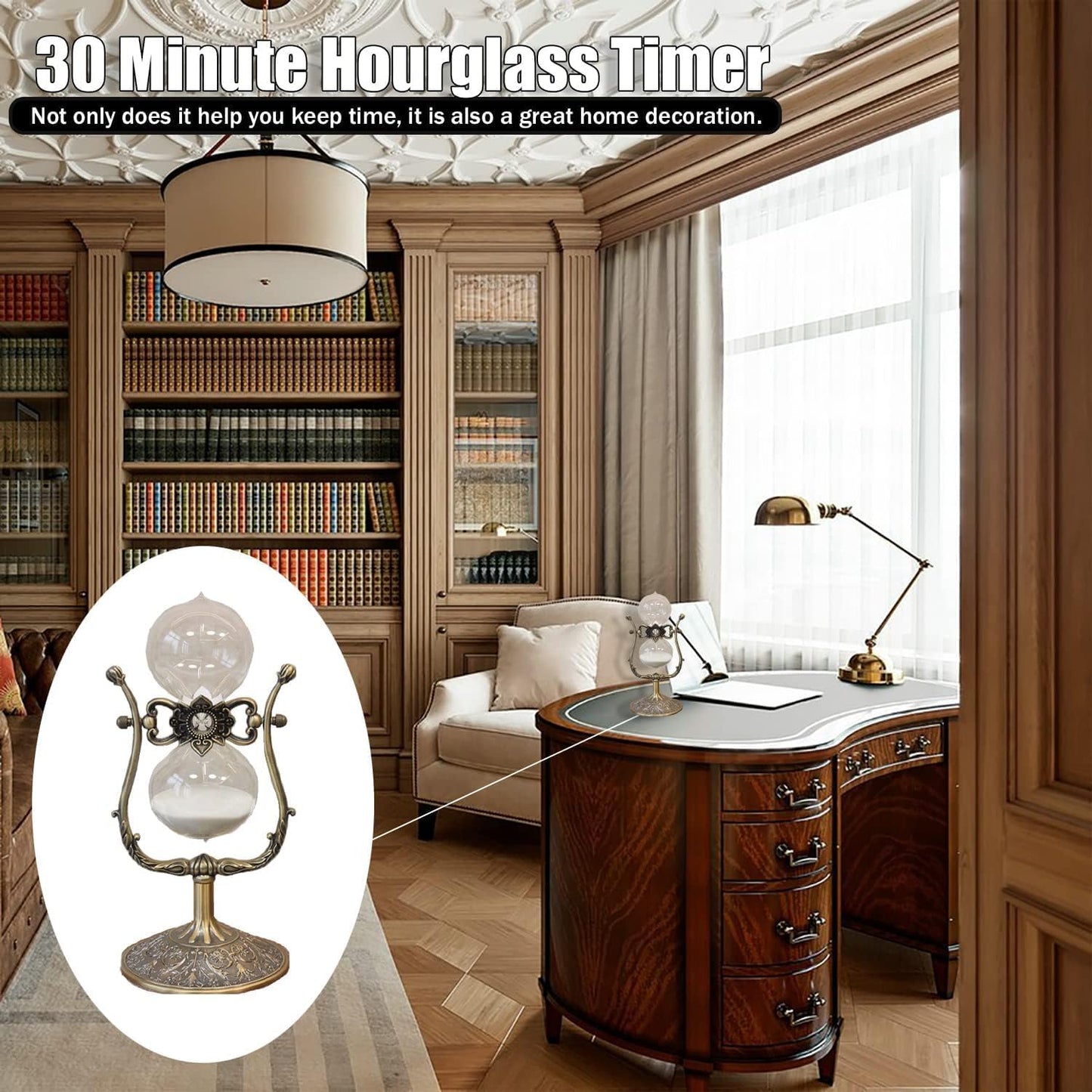 Sanduhr 30 Minuten,Reversible Hour Glass,Metal Vintage Hourglass,Hourglass Decor,for Home