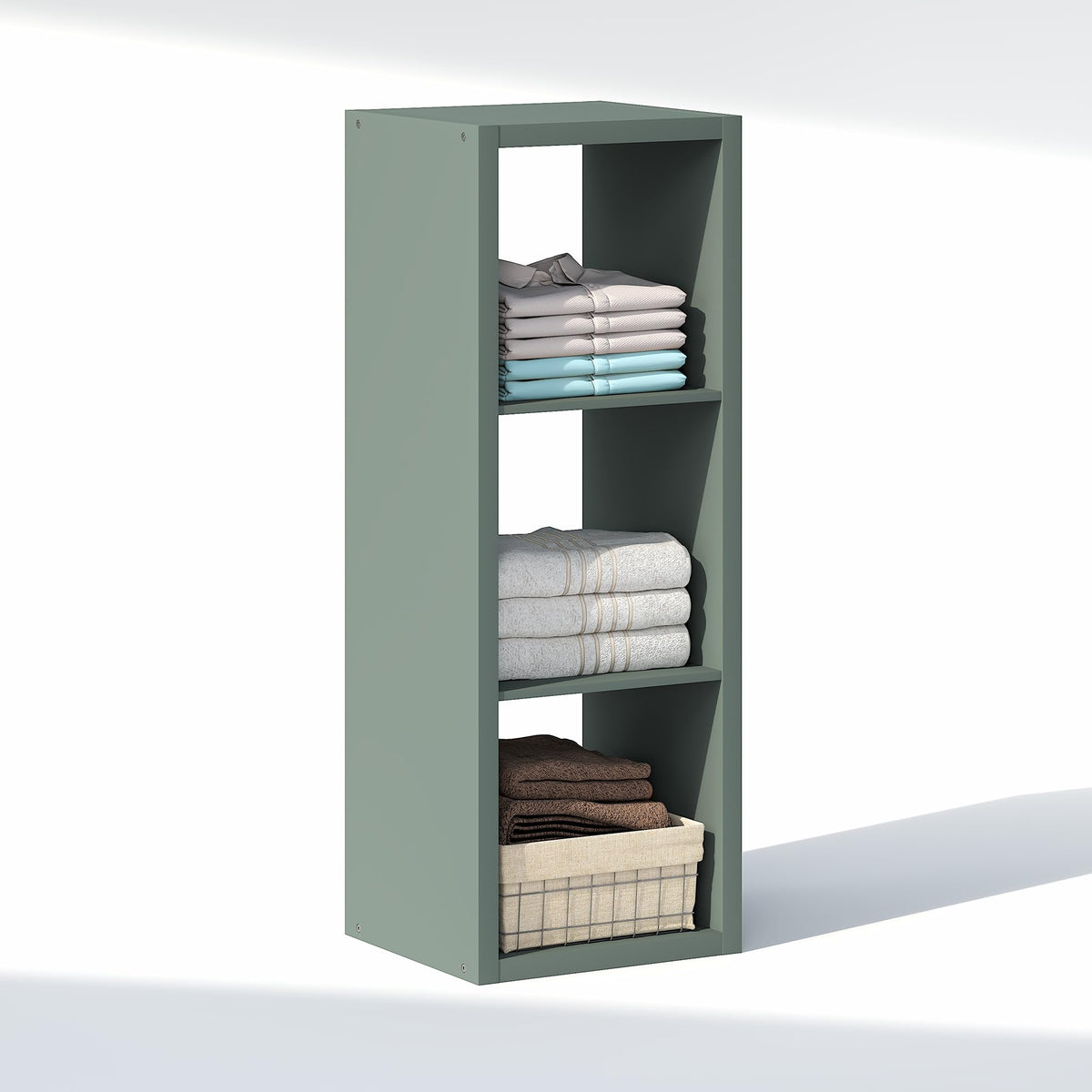 Furinno Cubic Extra Thick 3-Cube Closet Organizers and Storage, Sage Green