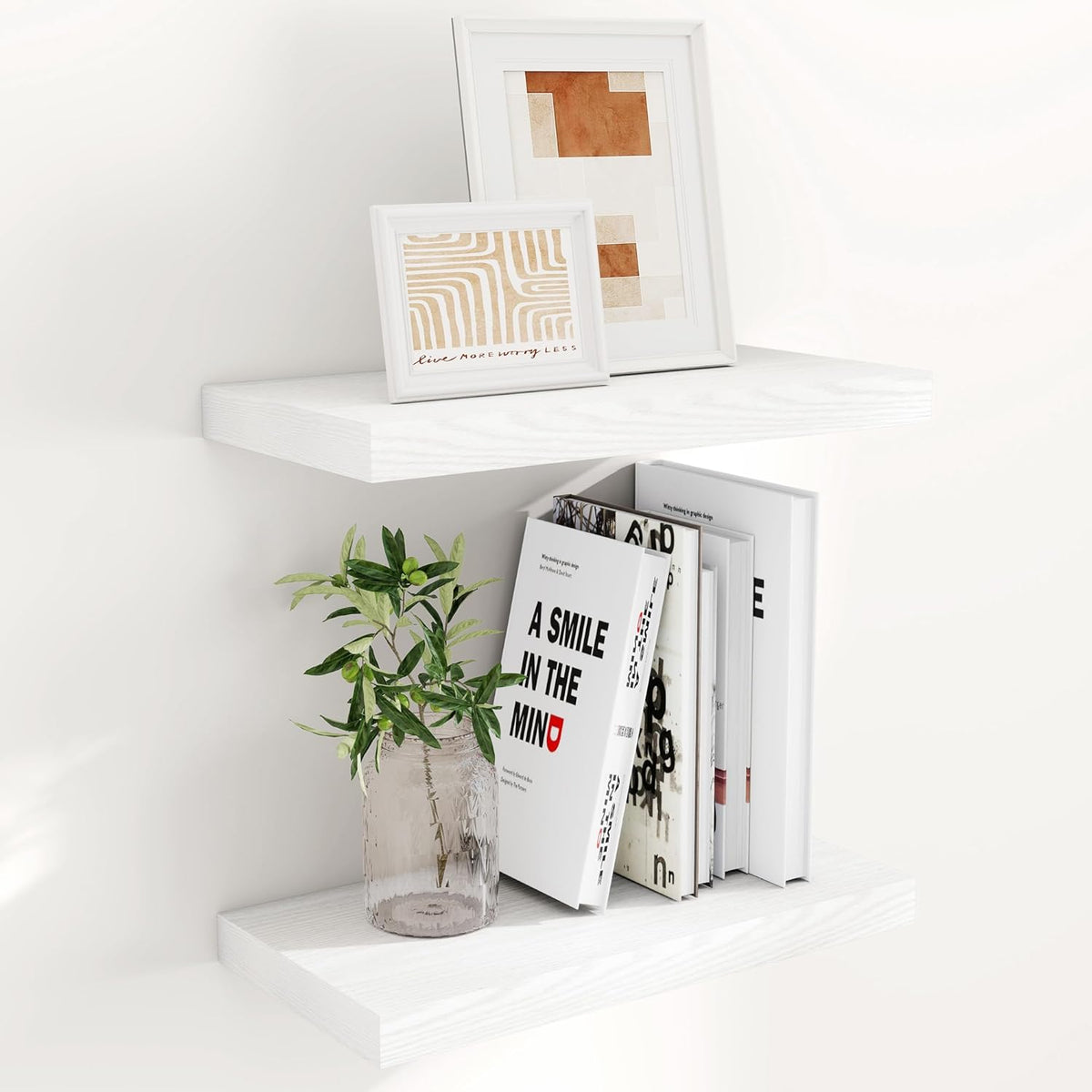 Fun Memories White Floating Shelves 16 Inch Long, 9 Inch Deep Wall Shelf for Bathroom, 16 x 9