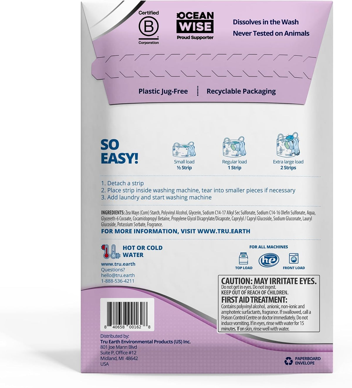 Tru Earth Platinum - Heavy Duty Laundry Detergent Sheets - Up to 128 Loads (64 Count), Lilac Breeze