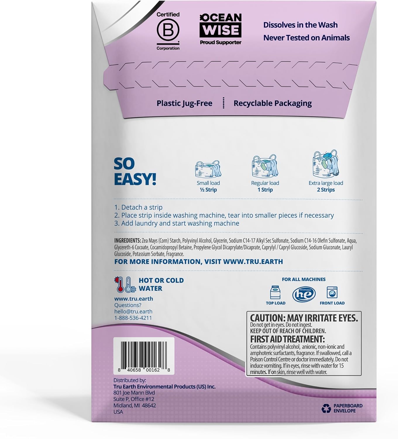 Tru Earth Platinum - Heavy Duty Laundry Detergent Sheets - Up to 128 Loads (64 Count), Lilac Breeze